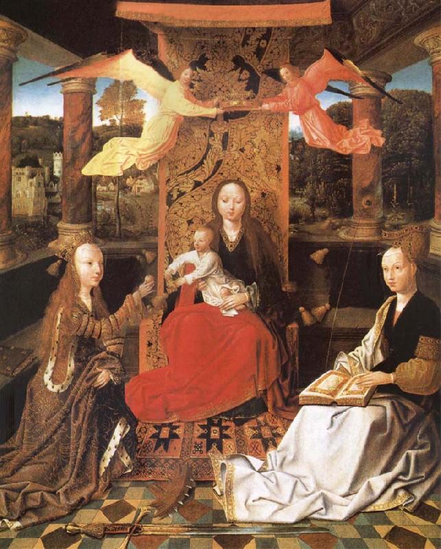 unknow artist The Madonna and the Nino enthroned, with the holy Catalina and Barbara Sweden oil painting art